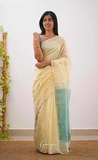 Women's Pure Soft Kanjivaram Cotton Silk Saree Banarasi Style With Blouse Piece for Wedding (Cotton-Lavender) - Image 2