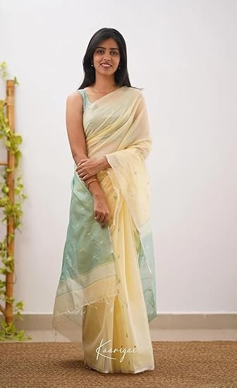 Women's Pure Soft Kanjivaram Cotton Silk Saree Banarasi Style With Blouse Piece for Wedding (Cotton-Lavender) - Image 3