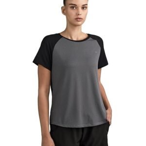 Women's Solid Regular Fit Sports Stretch T-Shirt | Round Neck | Raglon Sleeve | Moisture-Wicking | Activewear | Running | Gym | Plain (Available in Plus Sizes)