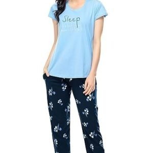 Women's Cotton Floral Printed Relaxed Night Suit Set Of Top & Pyjama 5310