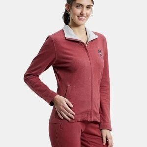 Women's Super Combed Cotton Elastane Stretch Full Zip High Neck Jacket With Convenient Front Pockets