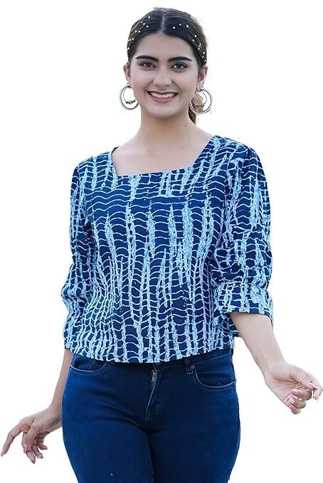 Women's Cotton Regular Fit Tie & Dye Printed Regular Top