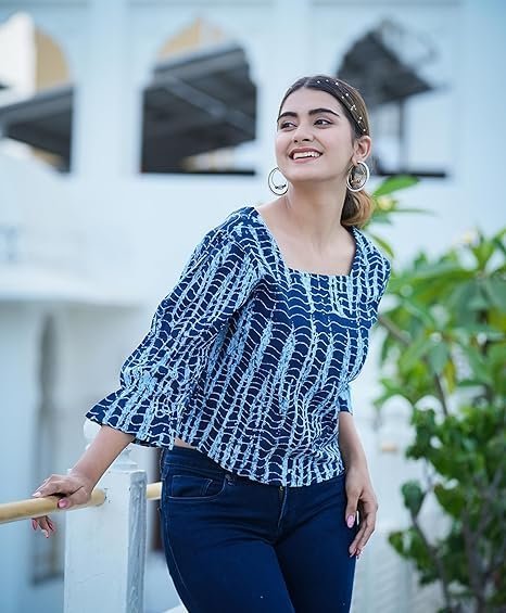 Women's Cotton Regular Fit Tie & Dye Printed Regular Top - Image 4