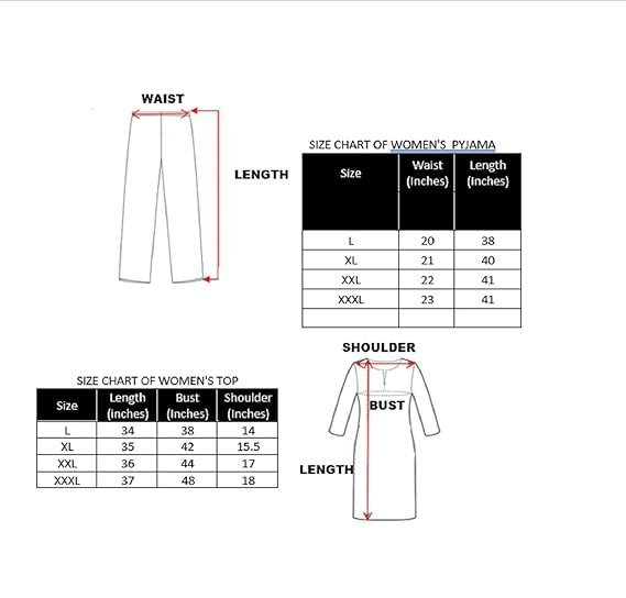 Women's Cotton Printed Regular Fit & Embroided Long Length Night Suit Set - Image 2