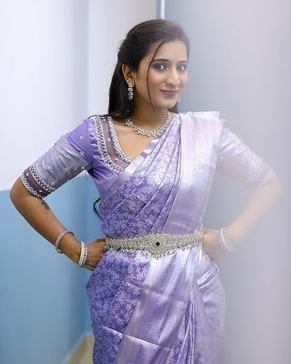 Women's Banarasi Saree Pure Kanjivaram Style Silk Saree With Blouse Piece for Wedding (Shiv-1) - Image 4