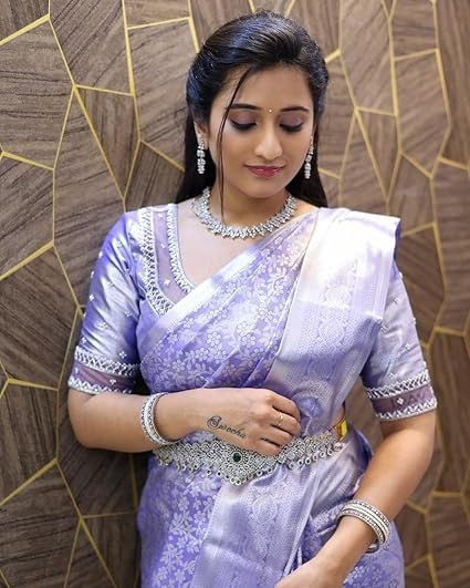 Women's Banarasi Saree Pure Kanjivaram Style Silk Saree With Blouse Piece for Wedding (Shiv-1) - Image 2