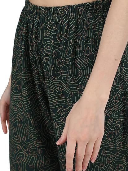 Women's Cotton Printed Regular Fit & Embroided Long Length Night Suit Set - Image 4