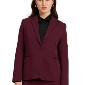 Gritty-Burgundy Single Breasted Blazer