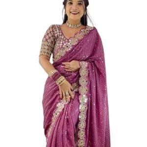 Saree for Womens and Girls Faux Georgette Saree ladies Design Wear Sarees Latest Sadi Party Sari collections wedding Bollywood stylish With Blouse Piece