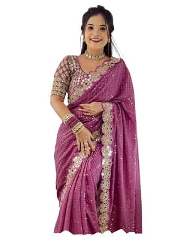Saree for Womens and Girls Faux Georgette Saree ladies Design Wear Sarees Latest Sadi Party Sari collections wedding Bollywood stylish With Blouse Piece