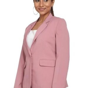 Blazer for Women Formal Wear | Office Wear Dress for Women | Casual Women Blazer | Single Breasted | Notched Collar | Button Closure | Polyester | Pink