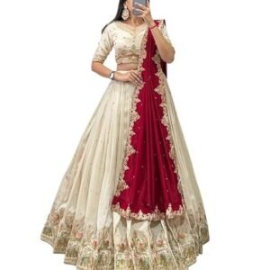 Women's Vichitra Embroidered Semi-Stitched Lehenga Choli (Sonpari LH-New)