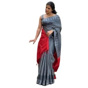 Women's Handwoven Threads Weaving Semi Tussar Soft Silk Saree With Atteched Blouse Piece_Free Size