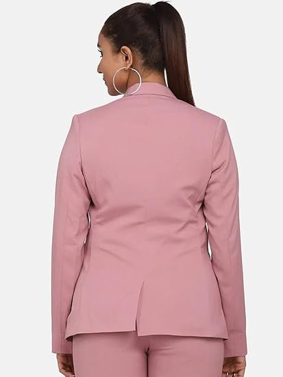 Blazer for Women Formal Wear | Office Wear Dress for Women | Casual Women Blazer | Single Breasted | Notched Collar | Button Closure | Polyester | Pink - Image 4