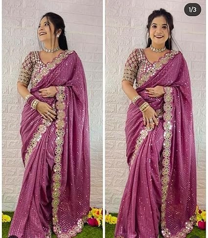 Saree for Womens and Girls Faux Georgette Saree ladies Design Wear Sarees Latest Sadi Party Sari collections wedding Bollywood stylish With Blouse Piece - Image 6