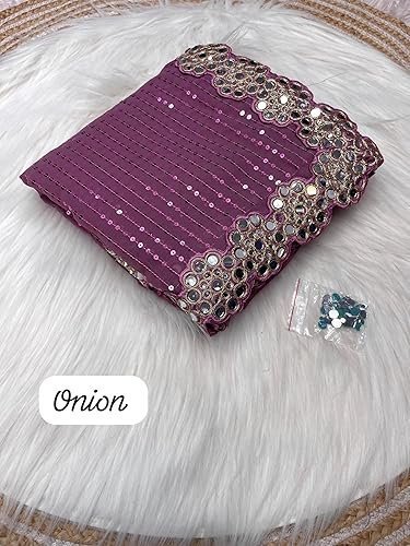 Saree for Womens and Girls Faux Georgette Saree ladies Design Wear Sarees Latest Sadi Party Sari collections wedding Bollywood stylish With Blouse Piece - Image 3