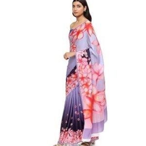 Women's satya paul purple lavender cotton printed saree for women