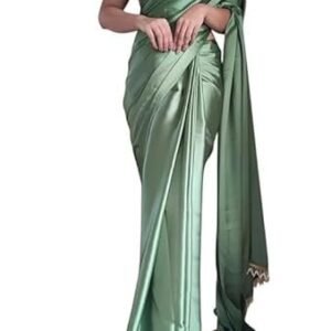 Women's spitomex women's regular wear satin silk pre pleated heavy saree with blouse for festival, party, wedding,farewell, fuction saree.