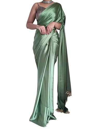 Women's spitomex women's regular wear satin silk pre pleated heavy saree with blouse for festival, party, wedding,farewell, fuction saree.