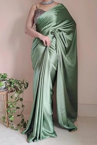 Women's spitomex women's regular wear satin silk pre pleated heavy saree with blouse for festival, party, wedding,farewell, fuction saree. - Image 3