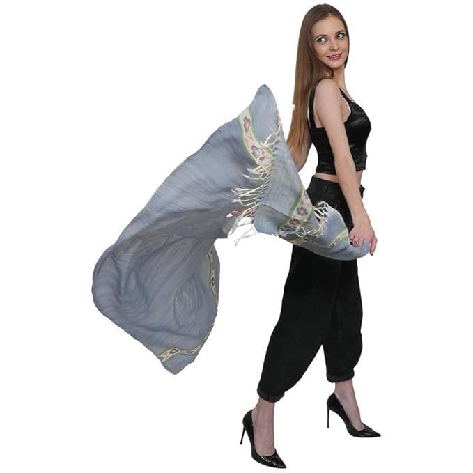 Weaving Traditions Handloom Women's Wool Stole | Wrapped in Warmth, Draped in Effortless Elegance (Denim Blue) - Image 4