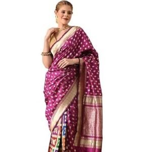 Women's the weavers shop by raavi pure banarasi silk zari weave handloom saree - pink