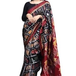 Women's bigrayn women's black nabakothi odisha handloom sambalpuri silk saree