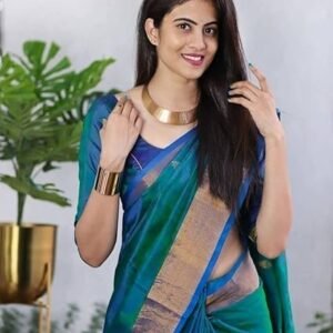 Women's - women's kanjivaram woven soft silk saree with blouse piece