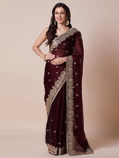 women's multicolor organza embroidered saree with unstitched blouse piece (mayuri1001_ab_parent) - Image 4