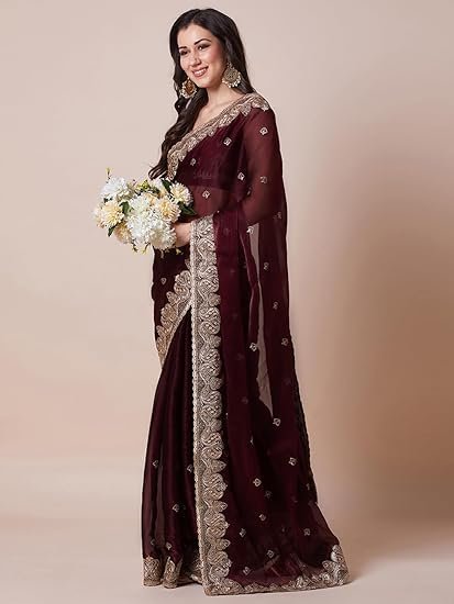 women's multicolor organza embroidered saree with unstitched blouse piece (mayuri1001_ab_parent) - Image 5