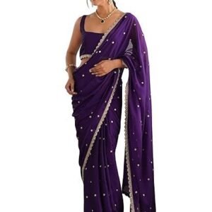 Pure Georgette Embroidered Saree With Unstitched Blouse Piece