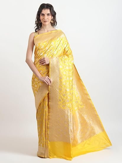 Women's the weavers shop by raavi brocade pure banarasi silk saree original katan silk handloom saree banarasi saree for women pure silk sarees for women saree banarasi silk with blouse - Image 3