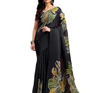 women's cotton printed saree with unstitched blouse piece