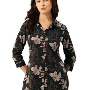 Women's classic collared cotton shirt with 3/4 sleeve for a timeless casual look