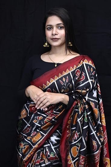 Women's bigrayn women's black nabakothi odisha handloom sambalpuri silk saree - Image 3