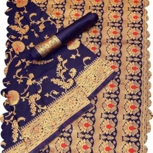 Women's d v enterpris women's pure original kanchipuram kanjivaram zari weaving silk royal rajwadi kalamkari desinger saree with blouse piece for wedding