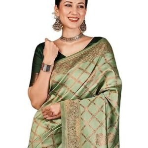 Banarasi Jacquard Soft Silk Kanjeevaram Saree with Unstitched Blouse Piece