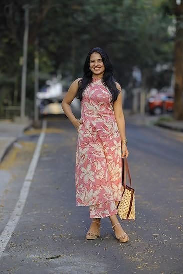 Women's designer women's rayon viscose straight printed kurta with pant