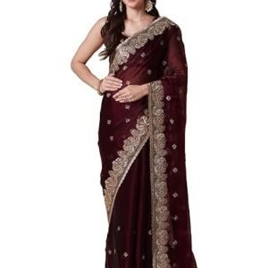 women's multicolor organza embroidered saree with unstitched blouse piece (mayuri1001_ab_parent)
