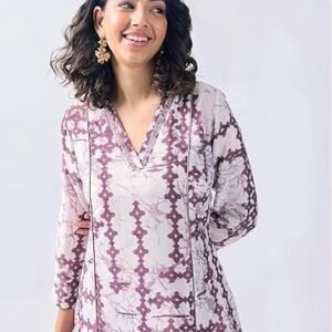 Women's toochki dress for women | two piece | off white printed dress | rayon (tkcbl-ry-321-ow-dra $parent)