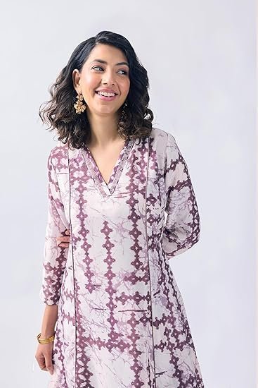 Women's toochki dress for women | two piece | off white printed dress | rayon (tkcbl-ry-321-ow-dra $parent)