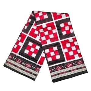 Women's bandha silk saree in red, black, and white in pasapalli patterns| pure sambalpuri saree for women
