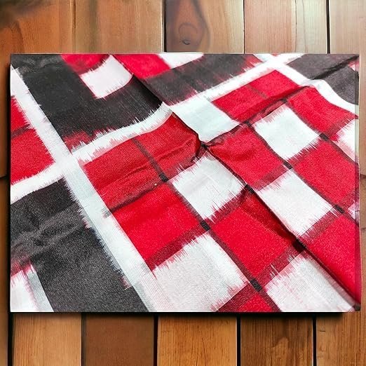 Women's bandha silk saree in red, black, and white in pasapalli patterns| pure sambalpuri saree for women - Image 4