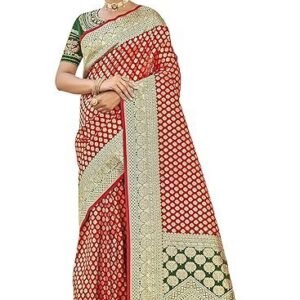 Women's manohari most trendy jacquard work woven saree with unstitch blouse piece