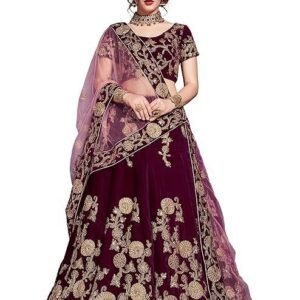 Women's zeel clothing women's velvet semi stitched lehenga choli (7204-purple_purple_free size)