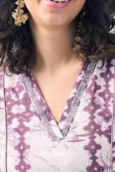 Women's toochki dress for women | two piece | off white printed dress | rayon (tkcbl-ry-321-ow-dra $parent) - Image 3