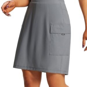 Women's Skorts Skirts Hiking Cargo Skorts Pockets 19" Knee Length Long Athletic Quick Dry Skirts UPF 50