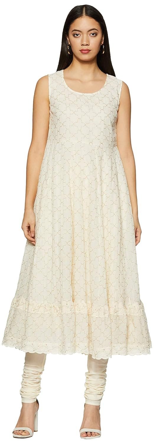 Women Chanderi Cotton Flared Suit Set