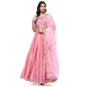 Women Polyester Straight Dyed Lehenga Set