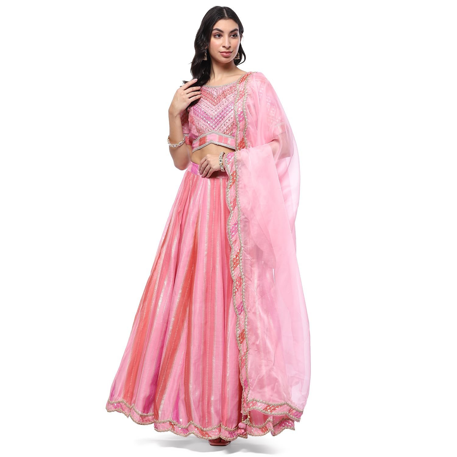 Women Polyester Straight Dyed Lehenga Set
